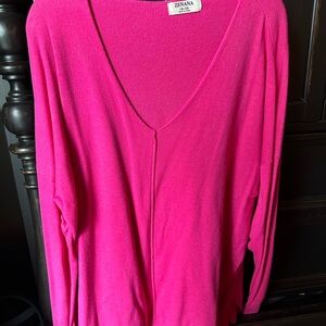 Zenana Outfitters Pink V-Neck Sweater